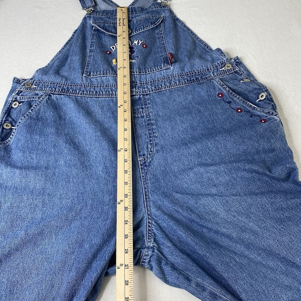 Vintage 90s Mickey Unlimited Disney Overalls Womens 20 Denim Embroidered Dreamy - Picture 13 of 16